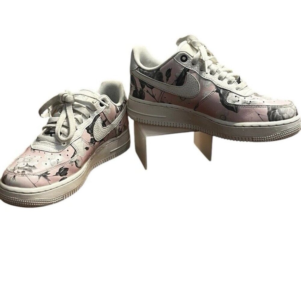 Nike Air Force 1 Low Floral Pink Grey Sneakers Women's Size 8